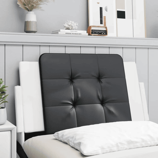 Almofadão de Cabeceira - Cabeceira de cama 90 cm couro artificial preto e branco
