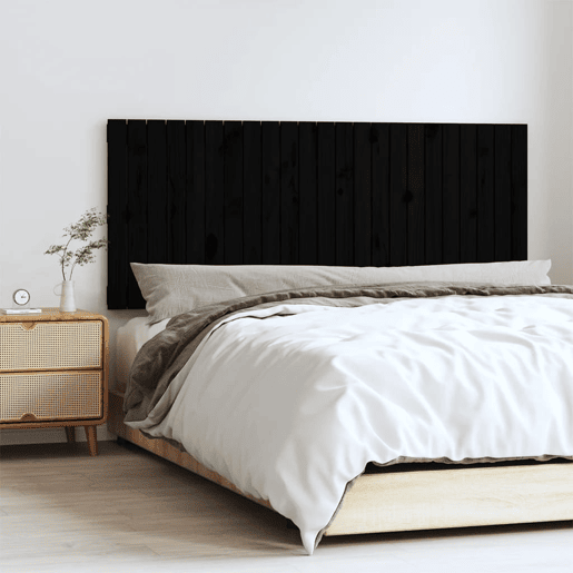 Cabeceira - Cabeceira de cama de parede 147x3x60 cm madeira de pinho maciça preto