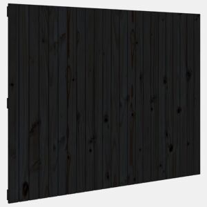 Cabeceira - Cabeceira de cama de parede 146,5x3x110cm madeira de pinho maciça preto