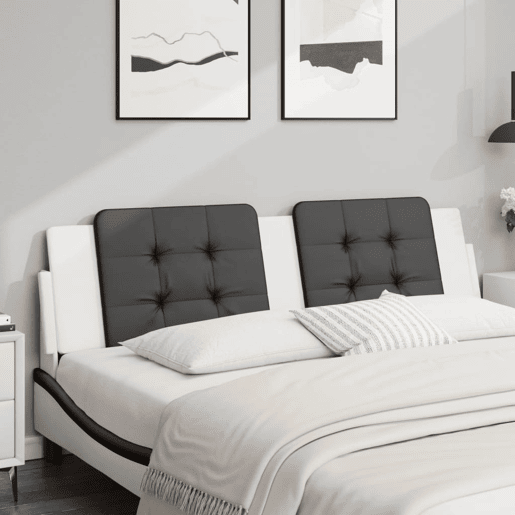 Almofadão de Cabeceira - Cabeceira de cama 180 cm couro artificial preto e branco