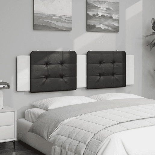 Almofadão de Cabeceira - Cabeceira de cama 180 cm couro artificial preto e branco