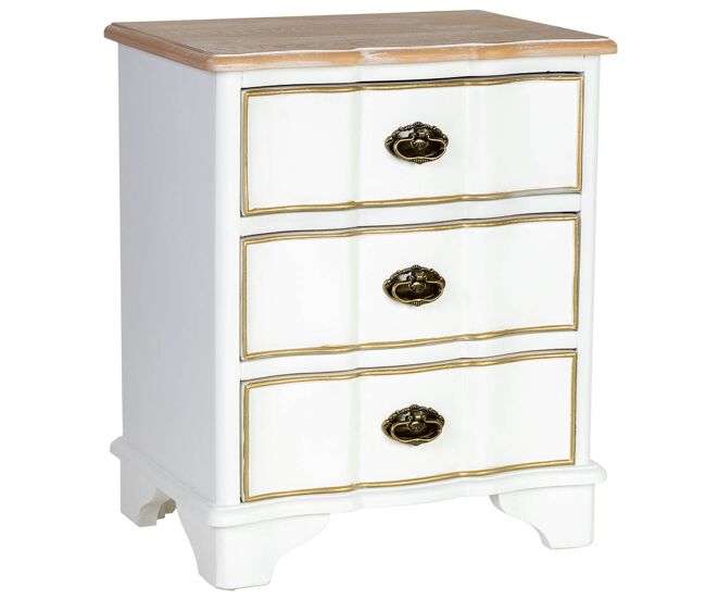 Mesita de noche de madera blanca 50x35x60h cm