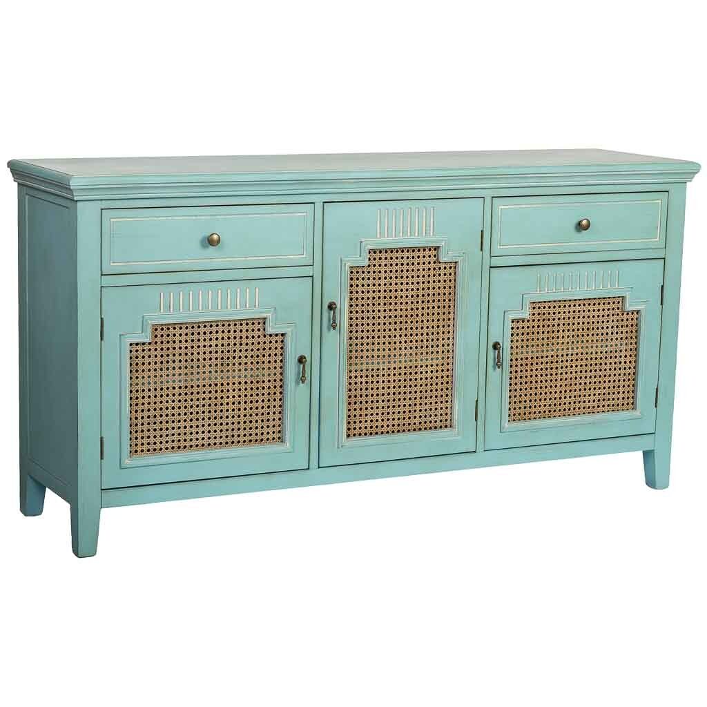 Aparador de madera de 3 puertas y 2 cajones 150x40x77h cm