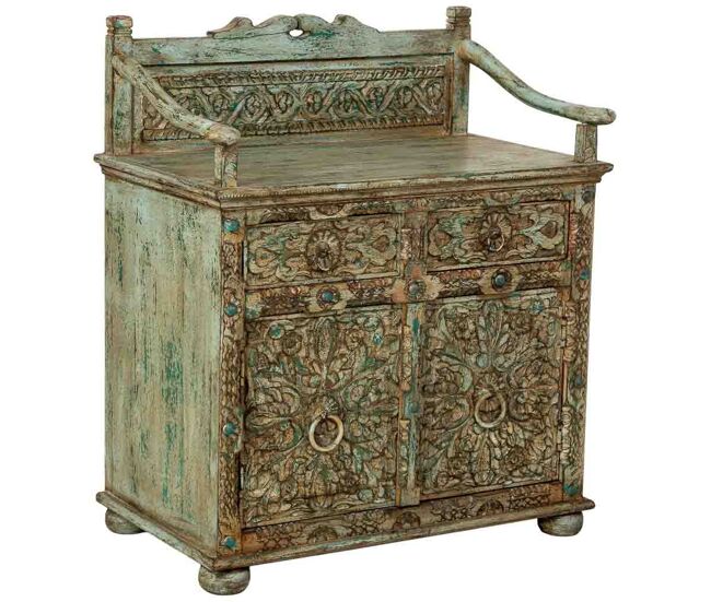 Aparador de madera artesanal azul 70x42x85h cm