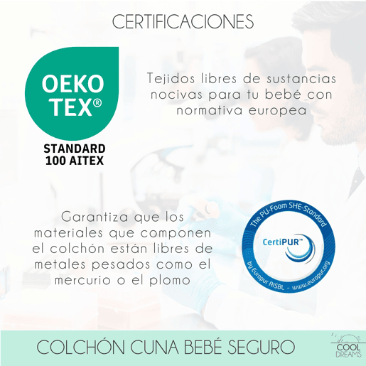Colchão de bebé Helios Cuna 120x60 com tecnologia DryCore+ de célula aberta e BreathMax. Certificado OEKO-TEX e CertiPur. Amovível, respirável