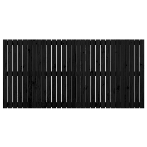 Cabeceira - Cabeceira de cama de parede 185x3x90 cm madeira de pinho maciça preto
