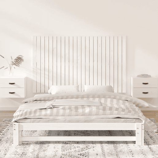 Cabeceira - Cabeceira de cama de parede 147x3x90 cm madeira de pinho maciça branco