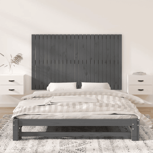 Cabeceira - Cabeceira de cama de parede 147x3x90 cm madeira de pinho maciça cinza