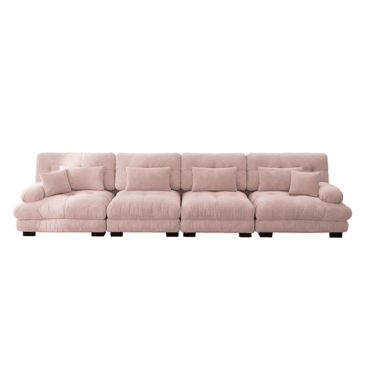 Sofá modular de 4 lugares - Sofá-cama confortável com assento profundo - Chenille Rosa