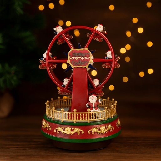 Roda gigante de Papai Noel decorativa de Natal com movimento, luzes de LED e música