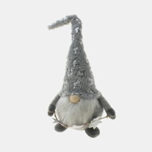 Gnomo decorativo de Natal cinza com chapéu alto em estilo nórdico