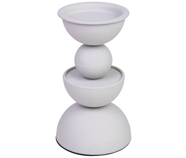 Candelabro de metal blanco 12.5x12.5x22h cm
