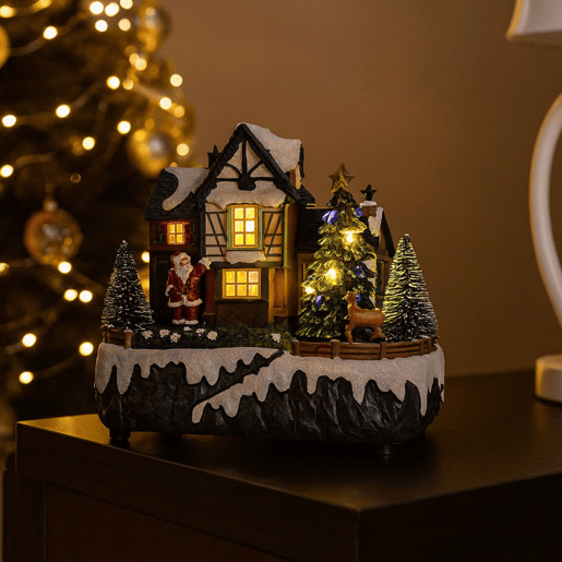 Rua de Natal Decorativa com Movimento, Luzes de LED e Música