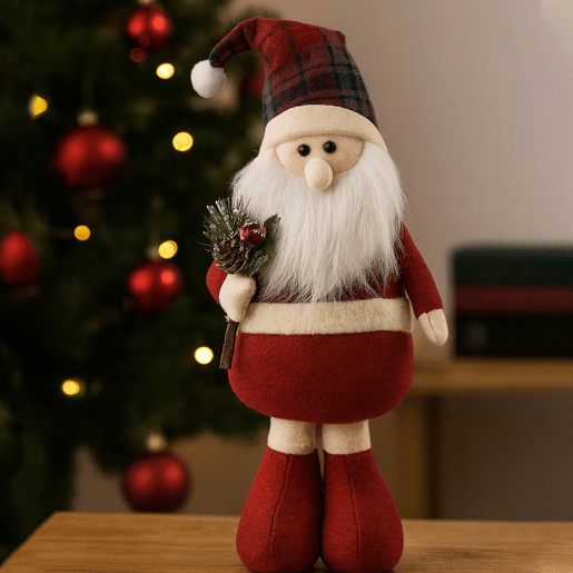 Figura decorativa de Papai Noel em pé com design Vichy