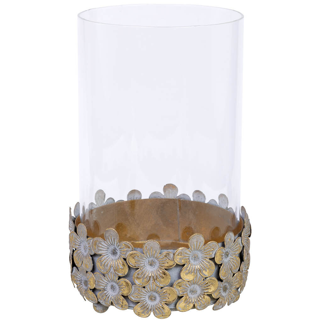 Candelabro de metal blanco 14x14x21h cm