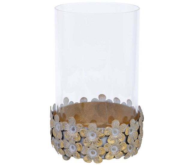 Candelabro de metal blanco 14x14x21h cm