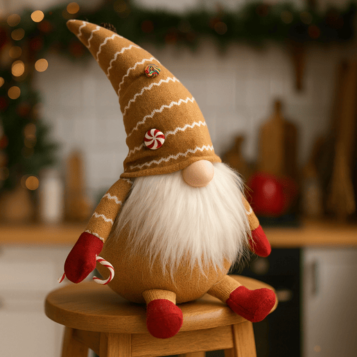 Gnomo decorativo de Natal sentado com chapéu, design nórdico original