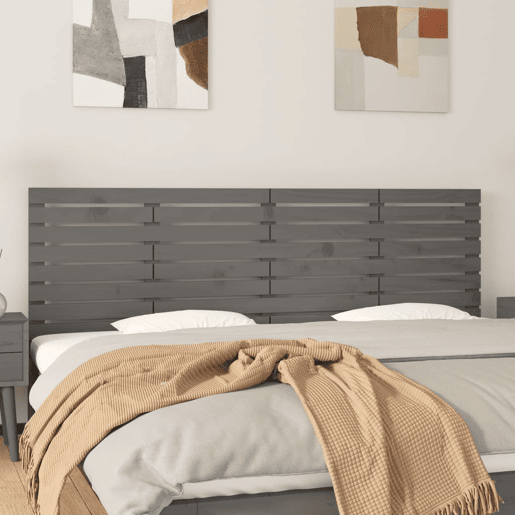 Cabeceira - Cabeceira de cama de parede 206x3x63 cm madeira de pinho maciça cinza