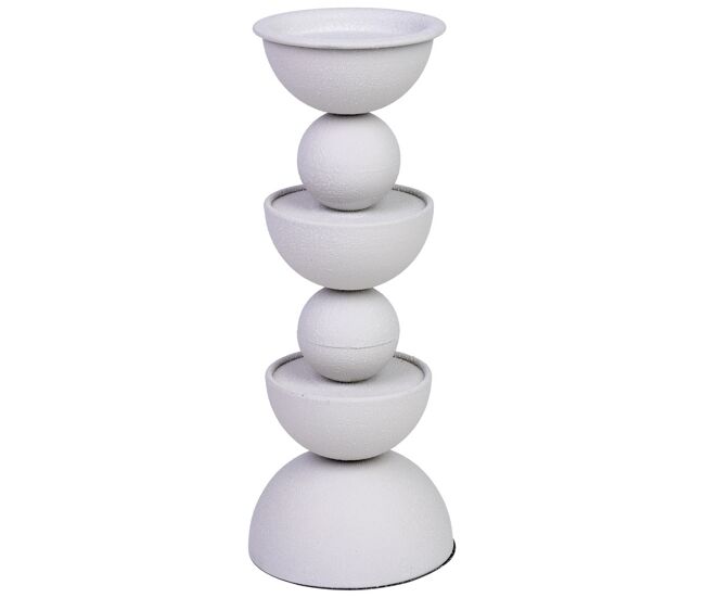 Candelabro de metal blanco 12.5x12.5x32h cm