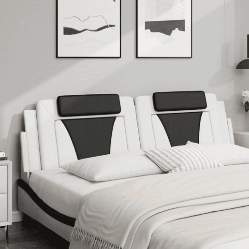 Almofadão de Cabeceira - Cabeceira de cama 180 cm couro artificial branco e preto