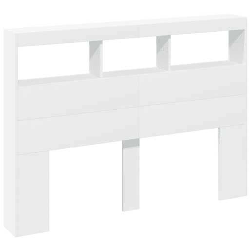 Armário de Cabeceira - Cabeceira de cama com luzes LED 140x17x102 cm branco