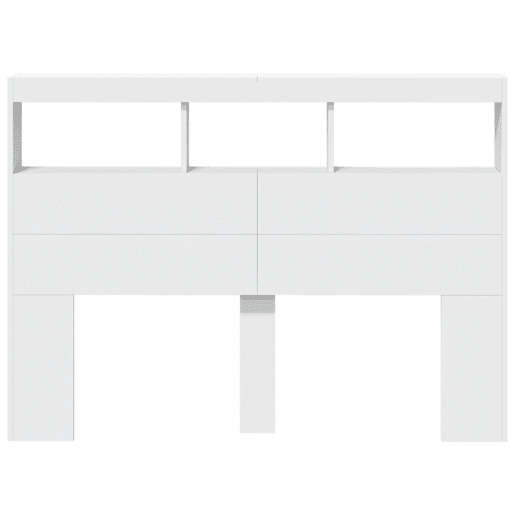 Armário de Cabeceira - Cabeceira de cama com luzes LED 140x17x102 cm branco