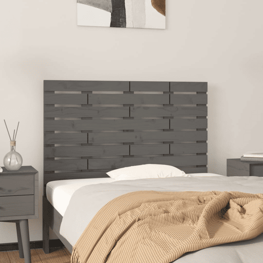 Cabeceira - Cabeceira de cama de parede 106x3x63 cm madeira de pinho maciça cinza