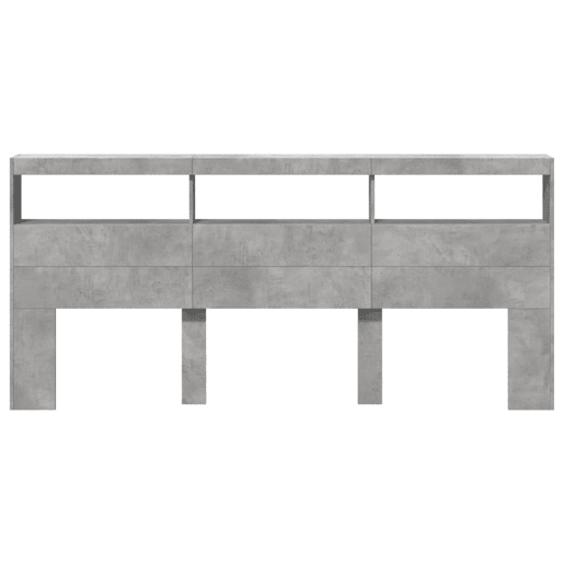 Armário de Cabeceira - Cabeceira de cama c luzes LED 220x17x102cm cinzento cimento