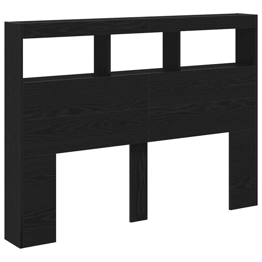 Armário Cabeceira - Cabeceira de cama c luzes LED 140x17x102 cm carvalho preto