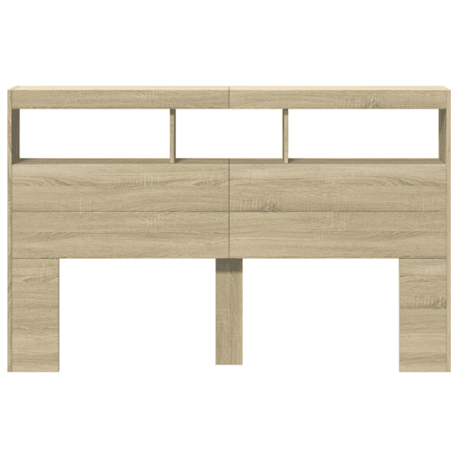 Armário de Cabeceira - Cabeceira de cama c luzes LED 160x17x102 cm carvalho sonoma