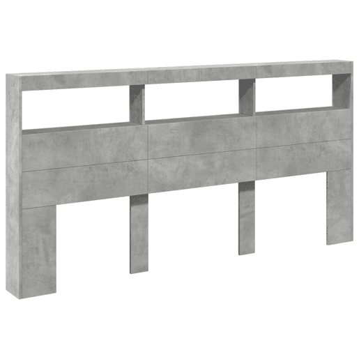Armário de Cabeceira - Cabeceira de cama c luzes LED 200x17x102cm cinzento cimento