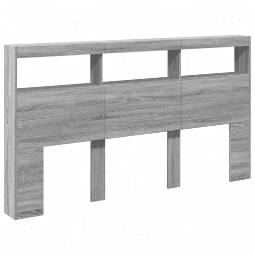 Armário de Cabeceira - Cabeceira de cama c luzes LED 180x17x102 cm cinzento sonoma