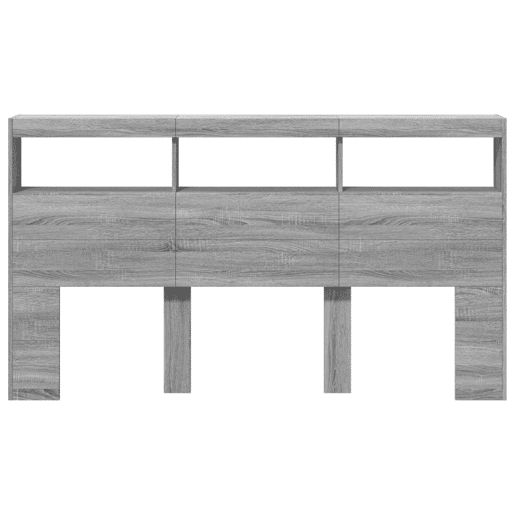 Armário de Cabeceira - Cabeceira de cama c luzes LED 180x17x102 cm cinzento sonoma