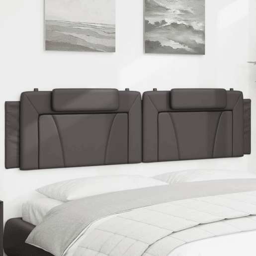 Almofadão de Cabeceira - Cabeceira de cama 200 cm couro artificial cinzento