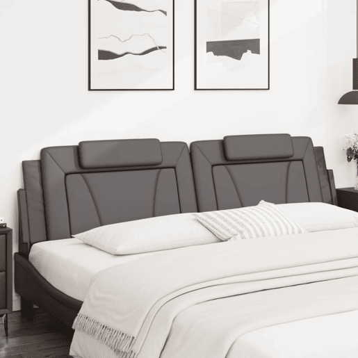 Almofadão de Cabeceira - Cabeceira de cama 200 cm couro artificial cinzento