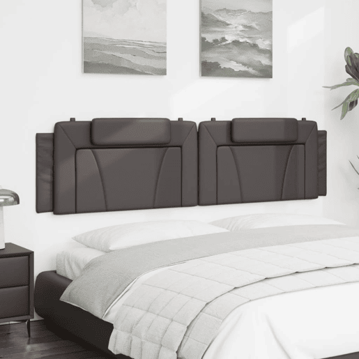 Almofadão de Cabeceira - Cabeceira de cama 200 cm couro artificial cinzento