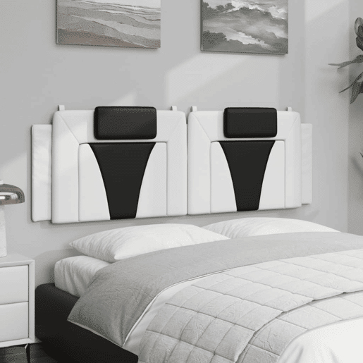 Almofadão de Cabeceira - Cabeceira de cama 160 cm couro artificial branco e preto