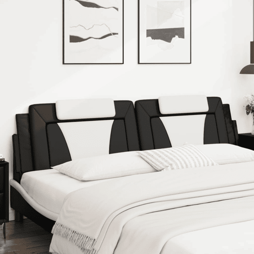 Almofadão de Cabeceira - Cabeceira de cama 200 cm couro artificial preto e branco