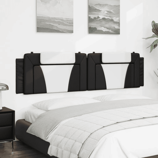 Almofadão de Cabeceira - Cabeceira de cama 200 cm couro artificial preto e branco