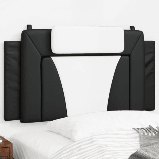 Almofadão de Cabeceira - Cabeceira de cama 100 cm couro artificial preto e branco