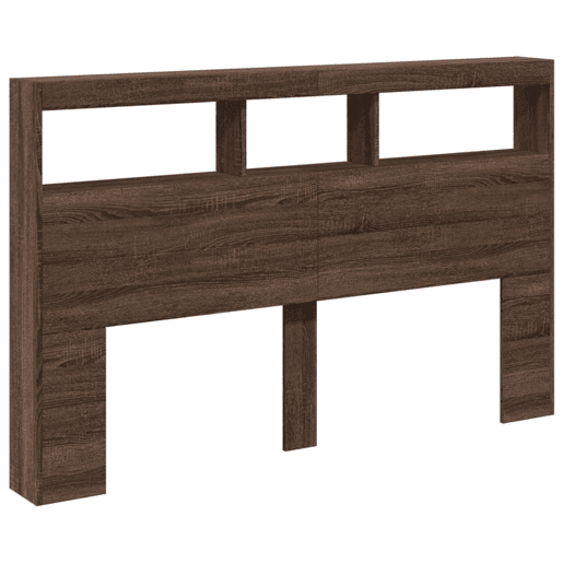 Armário Cabeceira - Cabeceira de cama c luzes LED 160x17x102 cm carvalho castanho