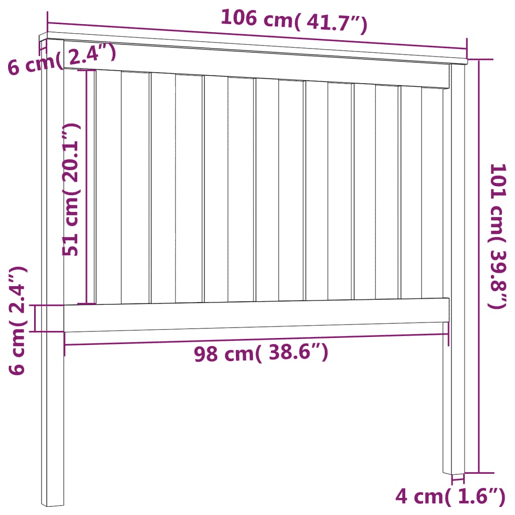 Cabeceira - Cabeceira de cama 106x6x101 cm pinho maciço