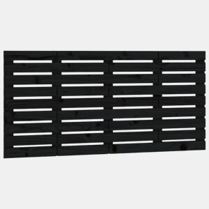 Cabeceira - Cabeceira de cama de parede 126x3x63 cm madeira de pinho maciça preto