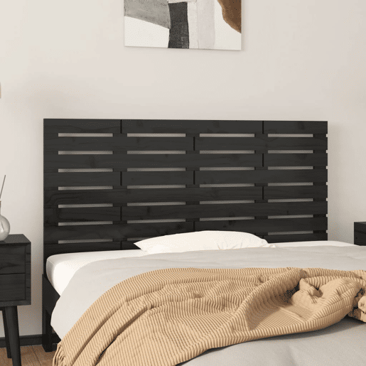 Cabeceira - Cabeceira de cama de parede 126x3x63 cm madeira de pinho maciça preto