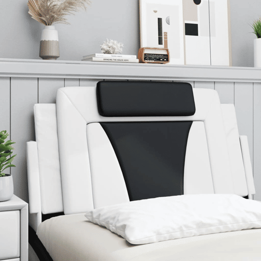 Almofadão de Cabeceira - Cabeceira de cama 100 cm couro artificial preto e branco