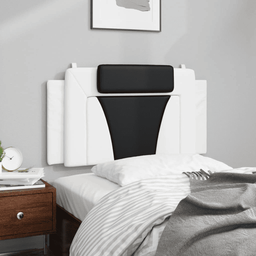 Almofadão de Cabeceira - Cabeceira de cama 100 cm couro artificial preto e branco