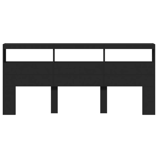Armário de Cabeceira - Cabeceira de cama com luzes LED 220x17x102 cm preto