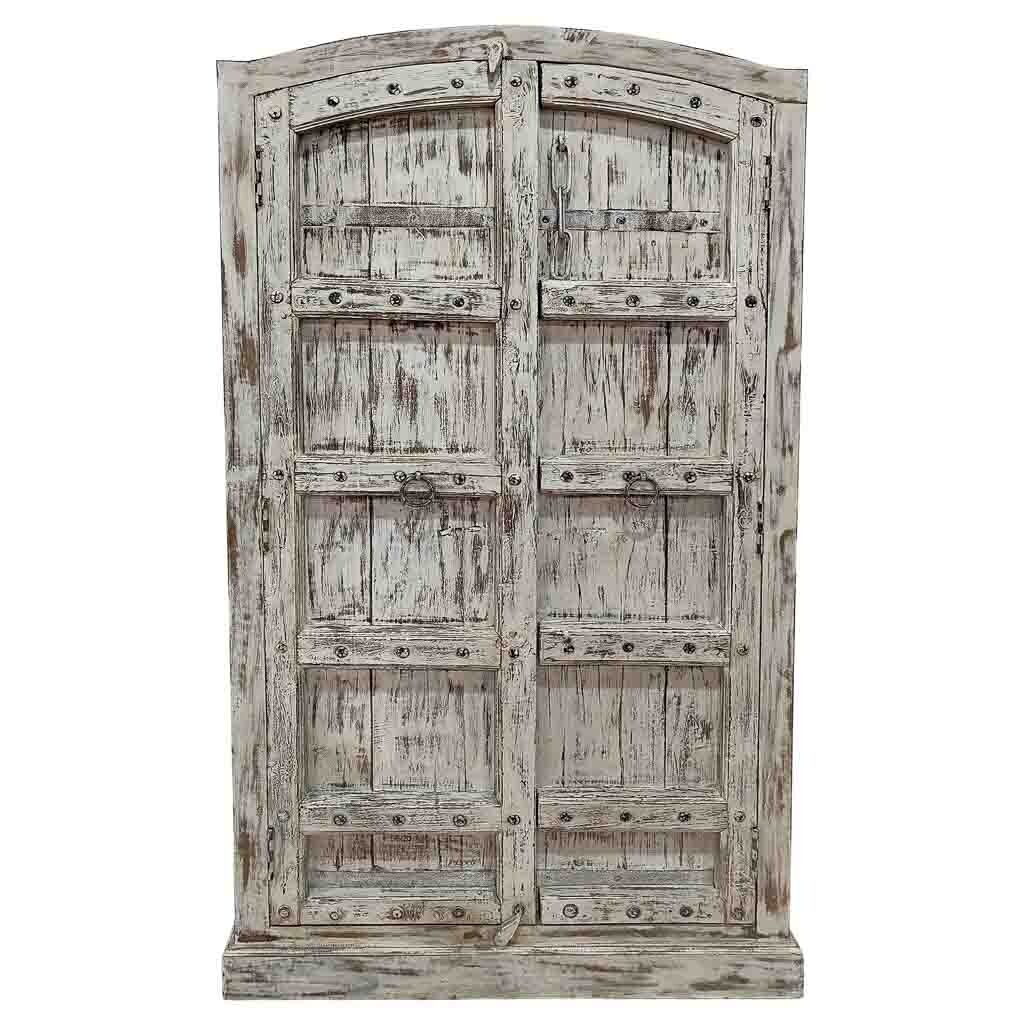 Armario de madera acabado artesanal gris 107x42x191h cm