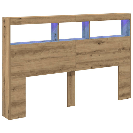 Armário Cabeceira - Cabeceira de cama c luzes LED 160x17x102 cm carvalho artisiano