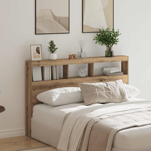 Armário Cabeceira - Cabeceira de cama c luzes LED 160x17x102 cm carvalho artisiano
